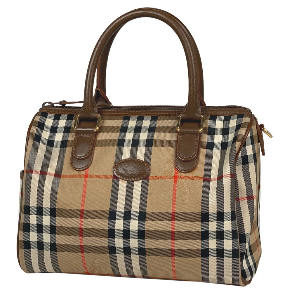 Burberry logo handbag check Boston canvas brown